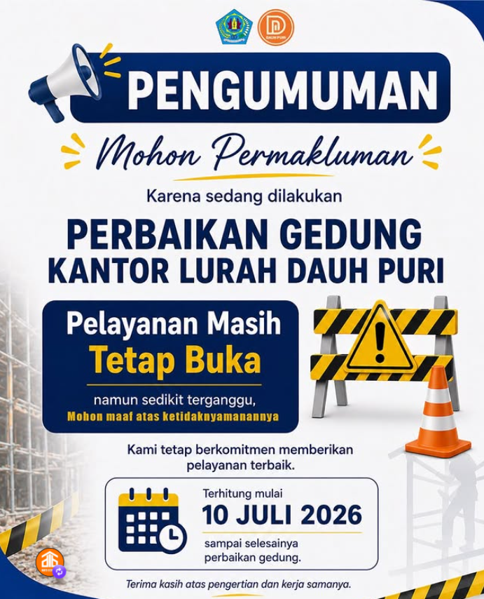 Mohon Permakluman Perbaikan Gedung Kantor Lurah Dauh Puri